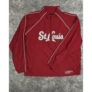 ST. LOUIS CARDINALS 1/2 Zip Pullover Mens XL Red Embroidered Spellout Sports-Tek